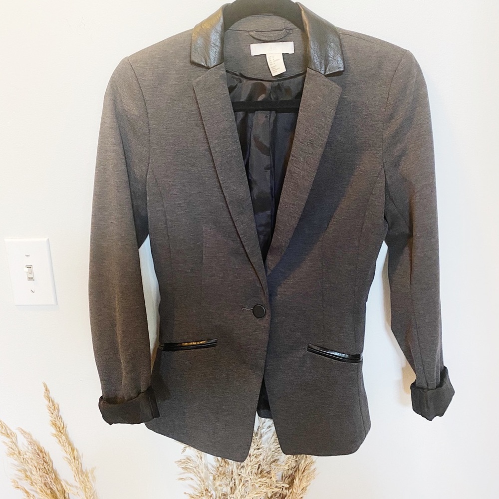 gray knit blazer